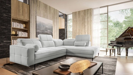 Ecksofa Samos grau Esche rechte Ecke modernes Design schlichtes und stilvolles Design passend zu jeder Einrichtung verstellbare Kopfstützen
