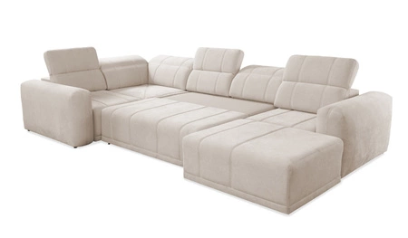 Ecksofa mit Schlaffunktion Cetara IV Esche grau rechts Design-Ecksofa mit verschiebbaren Rückenlehnen zwei Bettkästen