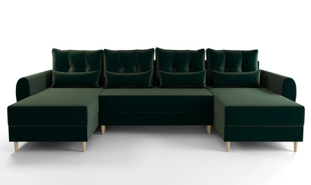 Ecksofa mit Schlaffunktion Rovigo U Flasche grün elegantes und bequemes Ecksofa in skandinavischer Form großes Bettzeugfach