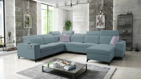 Ecksofa mit Schlaffunktion Kelly Sleek VIII Arctic blau rechts stilvolle Ecksofa für Wohnzimmer bietet Komfort beim Entspannen
