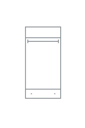 Kleiderschrank Skien 80 cm glänzend weiß elegantes Design schlichte Form der Möbel mit stilvollen Metallelementen angereichert schwarze Beine