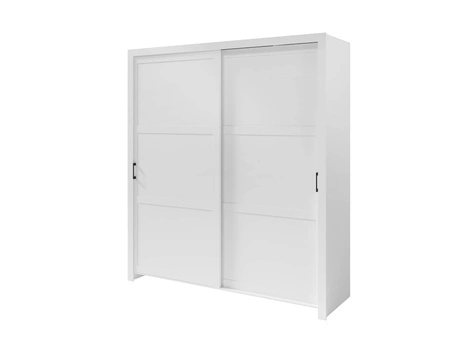 Schiebeschrank Parma 185 cm weiß modernes Design ABS-Finish und Aluminium-Türführungen
