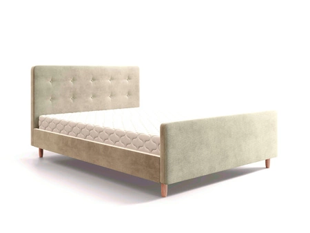 Polsterbett Isara 160x200 beige mit Container im modernen skandinavischen Stil mit markantem Kopf- und Fußteil