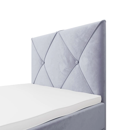 Boxspringbett Arvada 90x200 hellblau im modernen skandinavischen Stil mit gepolstertem Kopfteil Bett mit Staukasten