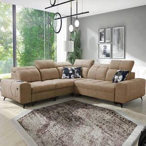 Ecksofa mit Schlaffunktion Buffalo III dunkelbeige links komfortables Ecksofa mit ästhetischer Verarbeitung mit Bettzeugcontainern