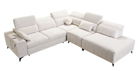 Ecksofa mit Schlaffunktion Penejos IX olive rechts stilvolles Ecksofa mit Bettzeugcontainern komfortable verstellbare Kopfstützen