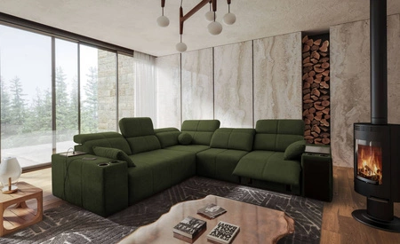Ecksofa mit Schlaffunktion Tesalia III Lux grün rechts Komfort-Ecksofa mit ausziehbarem Fußteil Schiebefunktion der Rückenlehne