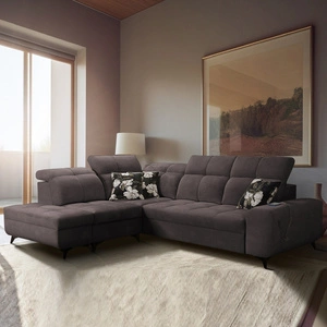 Ecksofa mit Schlaffunktion Buffalo VII braun linksseitig stilvolles Ecksofa mit Bettzeugcontainer Velourstoff