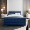 Polsterbett Verlan 140x200 blau mit Container im modernen skandinavischen Stil mit gestepptem Kopf- und Fußteil