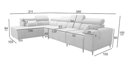 Ecksofa mit Schlaffunktion Castel XI graphit links komfortables Ecksofa mit Stauraum für Bettzeug strapazierfähiger Stoff