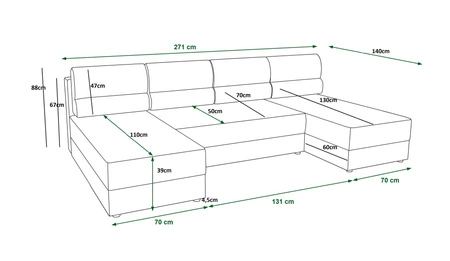 Ecksofa mit Schlaffunktion Fogu U Honig-Gelb komfortables und stilvolles Ecksofa mit einfachem Design Cordstoff Bettzeug Container