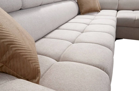 Ecksofa mit Schlaffunktion Bolmso XI grün rechte Seite stilvolles Design Ecksofa mit Schublade und Bettzeugcontainer