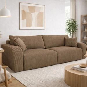 Sofa Fiesta hellbraun funktionales Wohnzimmersofa mit Bettzeugablage elegantes Design Kordstoff