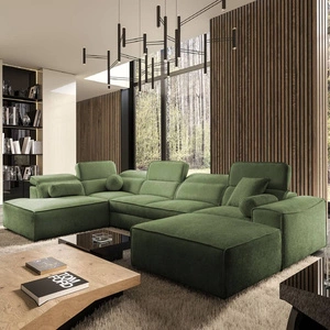 Ecksofa mit Schlaffunktion Viano VI grün rechts Design-Ecksofa für moderne Einrichtungen zwei Container für Bettzeug