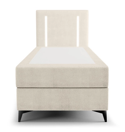 Boxspringbett Norco 90x200 beige stilvolles Bett mit Bettzeug Lagerung Beleuchtung im Kopfteil fügt eine einzigartige Note