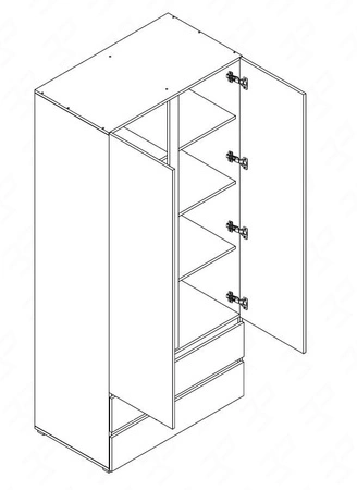 Kleiderschrank mit Schubladen Simple 92 cm Eiche riviera Funktionsmöbel für das Jugendzimmer Wohnzimmer oder Büro