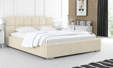 Polsterbett Costa 140x200 beige stilvolles Bett mit Bettzeugablage komfortables Kopfteil besticht durch sein elegantes Design