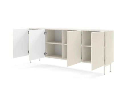 Kommode Muti 195 cm beige moderne Kommode mit einer einfachen Form originelles Design markante Riffelung auf den Fronten und Körper