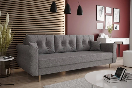 Wilkins Sofa mit Schlaffunktion graue Esche elegantes Sofa für Wohnzimmer im skandinavischen Stil geschwungene Seiten verleihen Charakter
