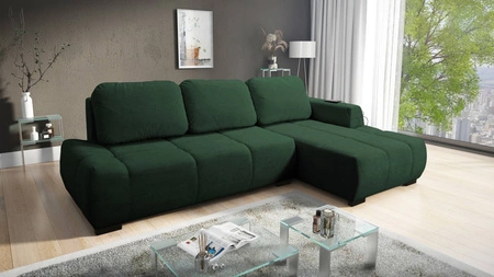 Ecksofa mit Schlaffunktion Sanfte grüne rechte Seite stilvolles Design Ecksofa-Bett zeichnet sich durch seine abgerundete Form aus