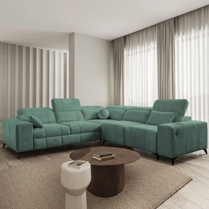 Ecksofa mit Schlaffunktion Penejos III grün rechte Ecke äußerst bequemes und praktisches Ecksofa für das Wohnzimmer zwei Behälter für Bettzeug