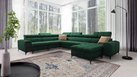 Ecksofa mit Schlaffunktion Bolmso VIII grün rechts elegantes und bequemes Ecksofa mit Schublade ideal für geräumige Innenräume