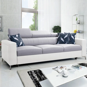 Sofa mit Schlaffunktion Savona grau Esche / weiß bequemes Sofa für Wohnzimmer bietet Komfort beim Ausruhen verstellbare Kopfstützen
