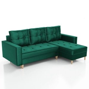 Ecksofa mit Schlaffunktion Vaso flaschen green universal bequemes Ecksofa für ein Wohnzimmer im skandinavischen Stil großes Bettzeugfach