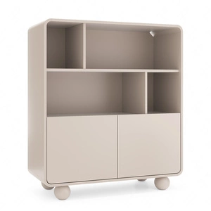 Bücherregal Bion 108 cm beige modernes Design gedeckte Farben Designer runde Form stilvolle kugelförmige Beine