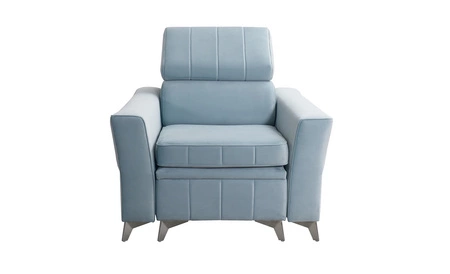 Rava Sessel hellbeige praktischer und bequemer Sessel für das Wohnzimmer mit verstellbarer Kopfstütze und weichem Samtstoffbehälter