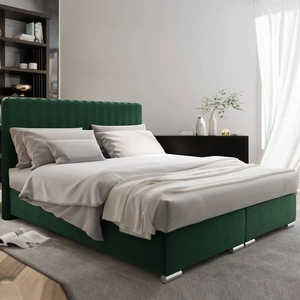 Boxspringbett Sarona 160x200 flaschengrün im modernen skandinavischen Stil mit markantem Kopfteil
