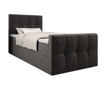 Boxspringbett Manhattan 120x200 grau im modernen skandinavischen Stil mit gepolstertem Kopfteil und Fußteil Bett mit Staukasten