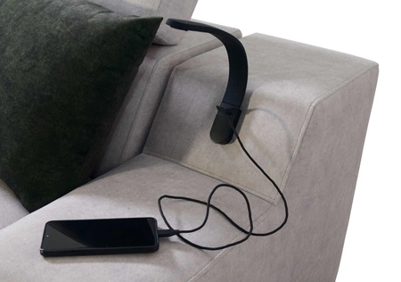 Ecksofa mit Schlaffunktion Alcamo III grau/schwarz rechts Funktions-Ecksofa mit einer Schublade in der Seite zwei Behälter für Bettzeug