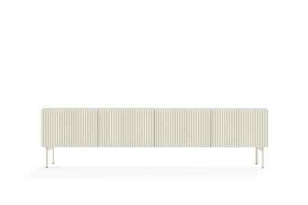 Möbelset Muti beige Designer-Wohnwand auffällige Rillen in den Möbelfronten und Korpus Push-to-Open-System