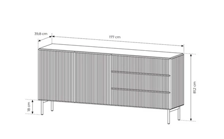 Möbelset Muti beige Designer-Wohnwand auffällige Rillen in den Möbelfronten und Korpus Push-to-Open-System