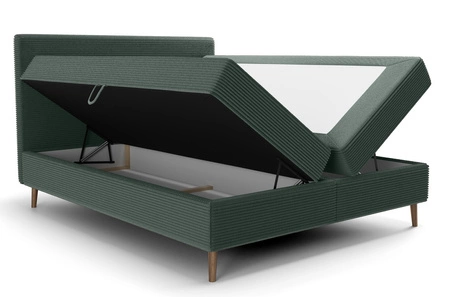 Boxspringbett Totti 180x200 grün stilvolles Bett mit Bettzeug Lagerung dreidimensionalen Stoff mit ausdrucksstarken Streifen