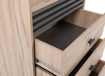 Kommode mit Schubladen Estan 60 cm Eiche estan hell / anthrazit modernes Möbeldesign hochwertige Verarbeitung Kommodenkante mit Spezialfurnier verarbeitet