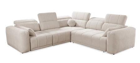 Ecksofa mit Schlaffunktion Cetara III beige links Ergonomisches Ecksofa mit verschiebbarer Rückenlehne und verstellbaren Kopfstützen