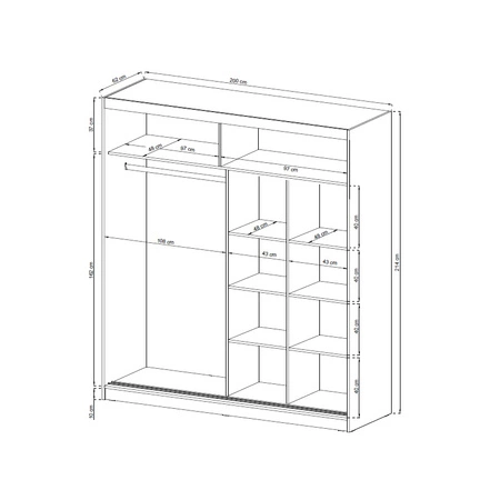 Porte Schiebeschrank 200 cm weiß moderne Garderobe ideal für ein Schlafzimmer Kleiderschrank oder Flur