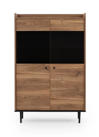 Apallo 90 cm breit Schrank in Eiche Brandy Castello Original massiv auf Metallbeinen Elemente der sicheren gehärtetem Glas gesetzt