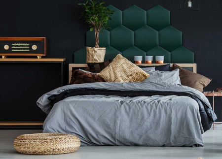 Polsterpaneel Hexagon 40x35 cm türkis stilvolles Wandpaneel Veloursstoff modische Dekoration jedes Interieurs