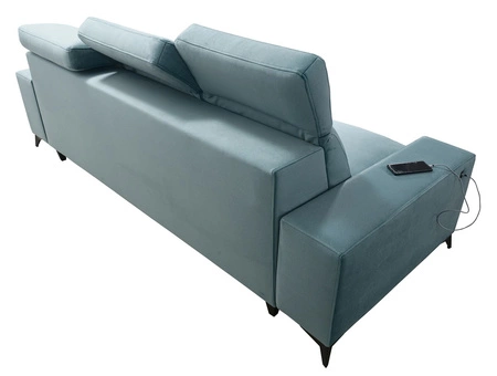Kelly Sofa mit Schlaffunktion beige stilvolles Sofa für Wohnzimmer mit einfachem Design verstellbare Kopfstützen Veloursstoff