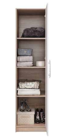 Kleiderschrank Caspe 50 cm Eiche artisan Schrank modernes Design ABS-Finish und schwarze Griffe