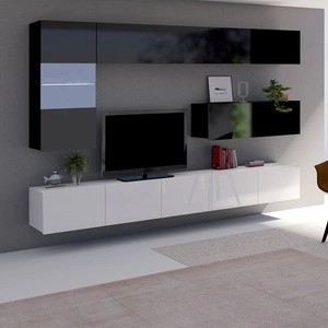 Apulia IV schwarz glänzend / schwarz glänzend Hängeelement Außergewöhnlich stilvolles Hängeelement mit schlichten Möbelstücken, das sich in jede Einrichtung einfügt