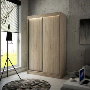 Schiebeschrank Kristo 120 cm hell sonoma eiche komfortabler schrank im trend zum minimalismus ausgestattet mit aluminiumtüren