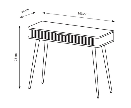 Lante schwarz Konsole mit Schublade stilvolle und funktionale Schminktisch gebogene solide Form geriffelte Vorderkante Griffe