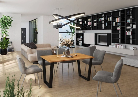 Woburn Tisch 138x90 cm handwerkliche Eiche / schwarz einfache Form von Möbeln mit stilvollen schwarzen Loft-Stil Beine bereichert auslaufsicher Platte