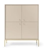 Hohe Kommode Mono 104 cm Beige Minimalistisches Design stilvoller Griff schlichte Form mit metallischen goldenen Elementen