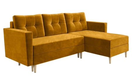 Ecksofa mit Schlaffunktion Telsze senfgelb universal elegantes Ecksofa in skandinavischer Form großes Bettzeugfach