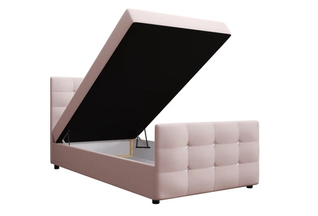 Boxspringbett Kansas 90x200 puderrossa Bett im modernen skandinavischen Stil mit gepolstertem Kopf- und Fußteil